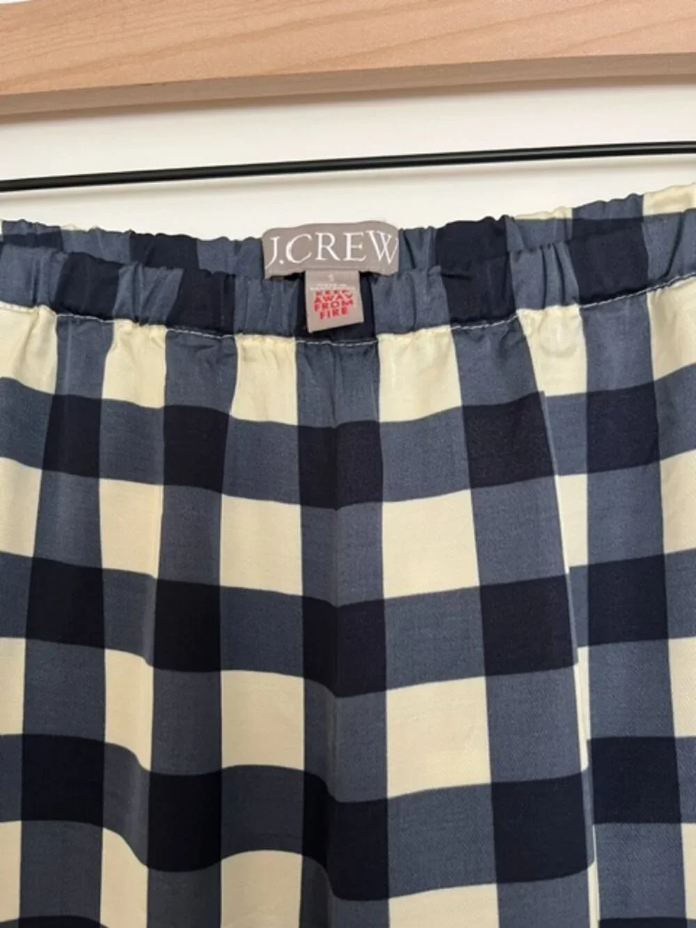 J. Crew Soft Shine 2 Piece Pajama Set in Navy Gingham | Size Small